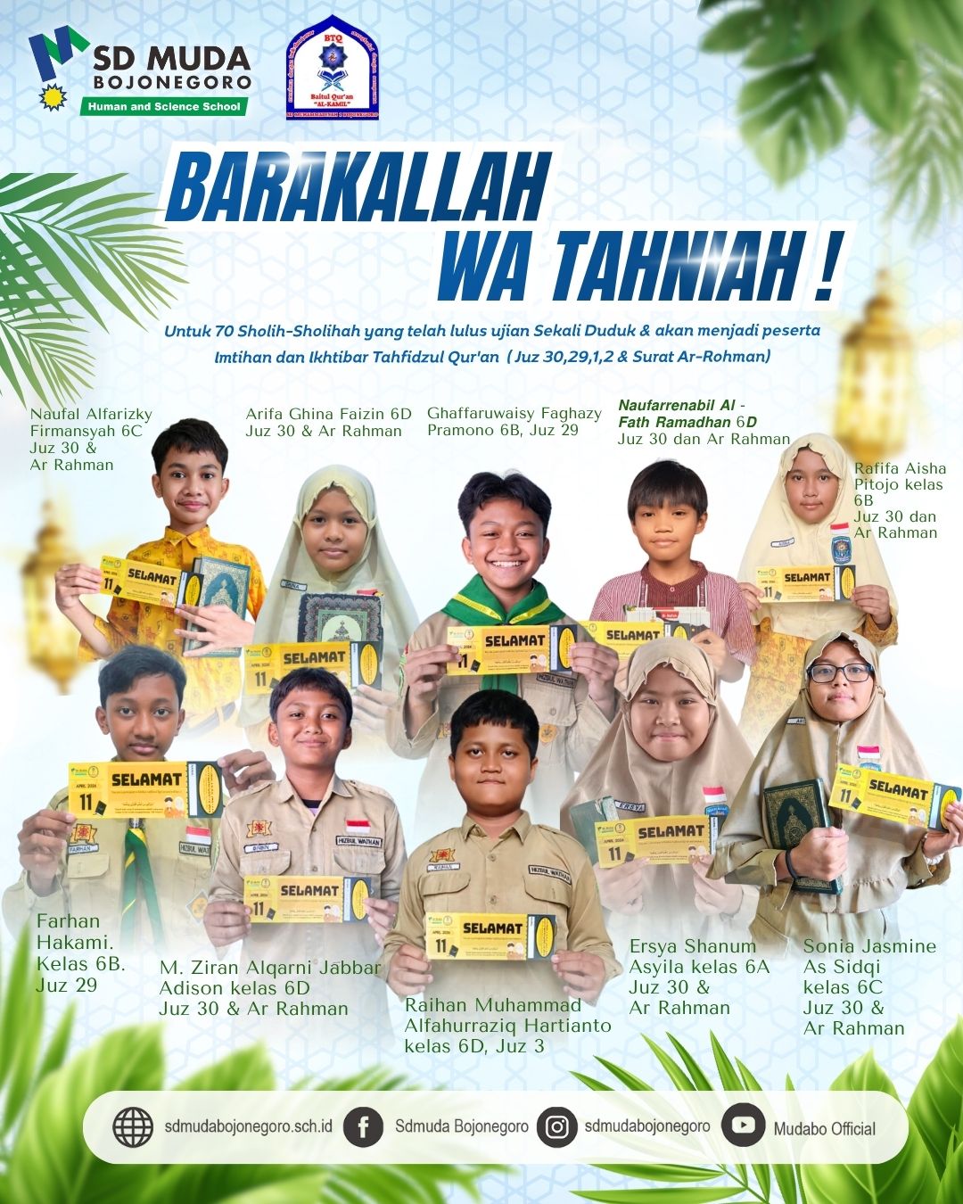 “Membanggakan! Puluhan Santri Cilik SD Muhammadiyah 2 Bojonegoro Taklukkan Hafalan Juz 1, 2, 29, dan 30 Sekali Duduk”